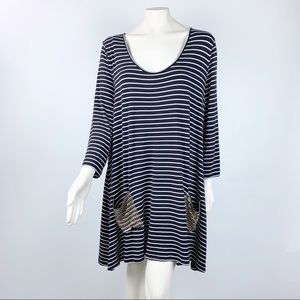 Soft Surroundings | Striped Tunic Sequin Pockets